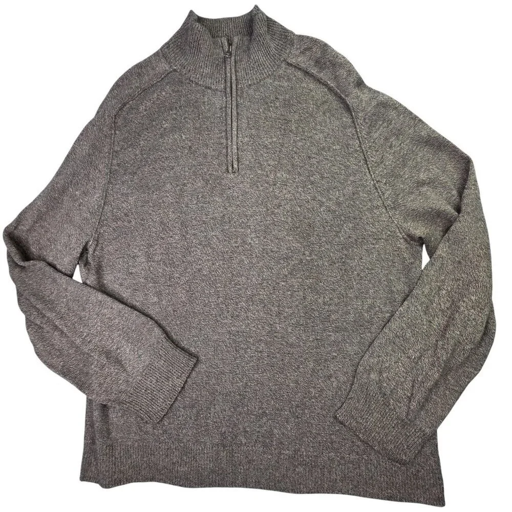 Banana Republic Sweater Men XL Brown Silk Cashmere Half Zip Pullover Vintage